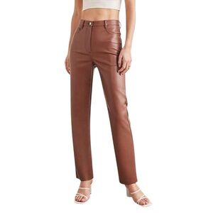 NWT Aritzia Wilfred Melina Short Size 4 Mocha Sorbet Vegan Leather Pants
